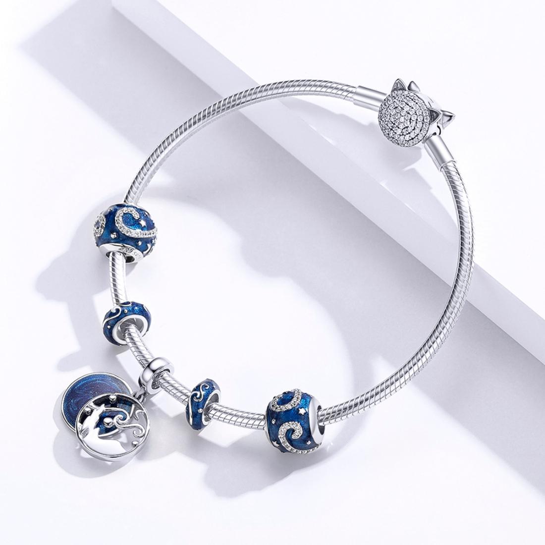 925 Sterling Silver Starry Sky Pendant For Diy Bracelets & Necklaces