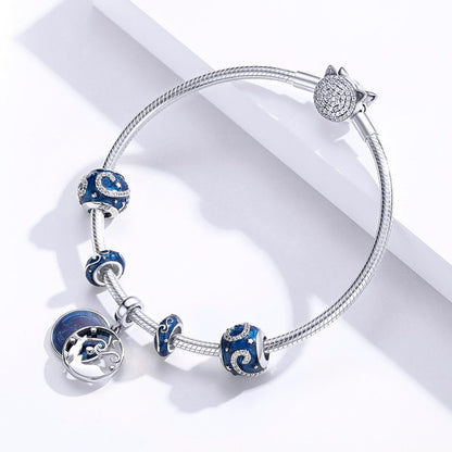 925 Sterling Silver Starry Sky Pendant For Diy Bracelets & Necklaces