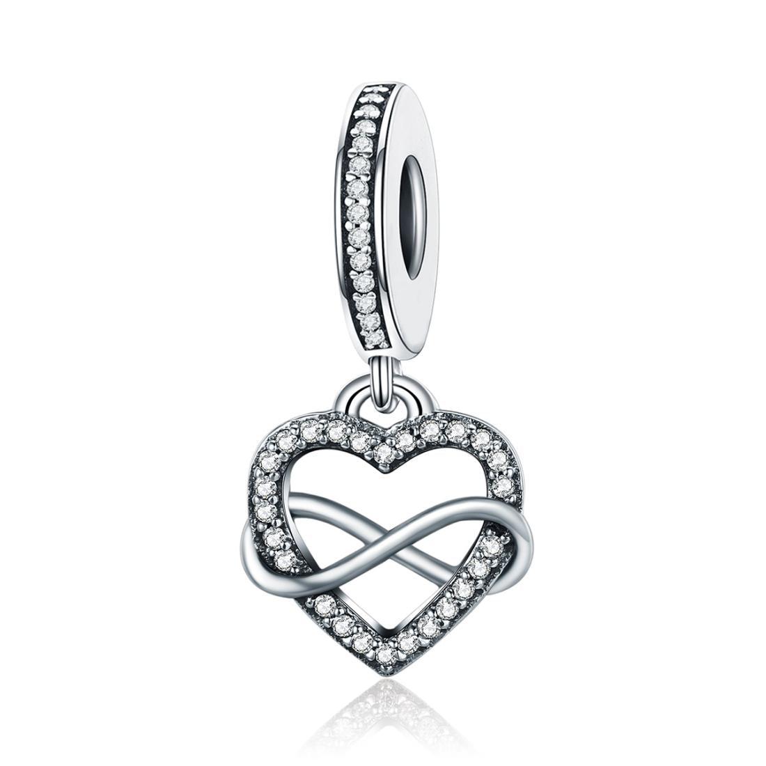 925 Sterling Silver Heart Diamond Pendant For Bracelet Or Necklace