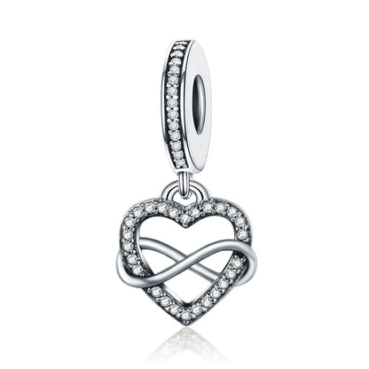 925 Sterling Silver Heart Diamond Pendant For Bracelet Or Necklace