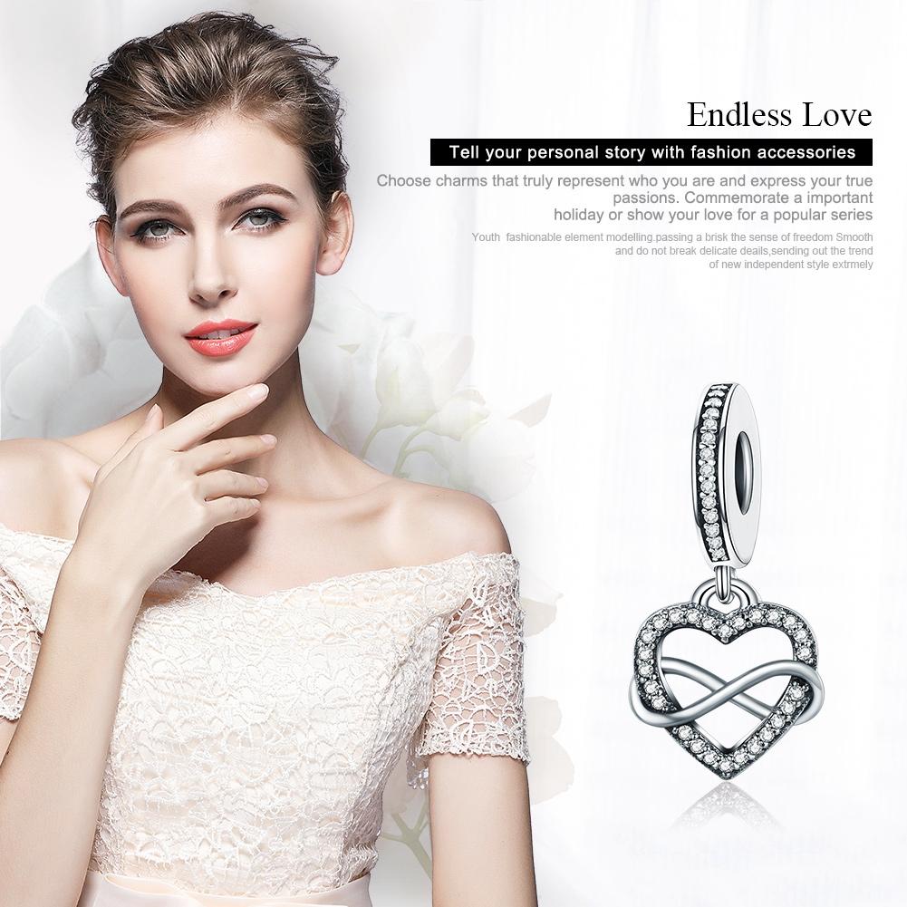 925 Sterling Silver Heart Diamond Pendant For Bracelet Or Necklace