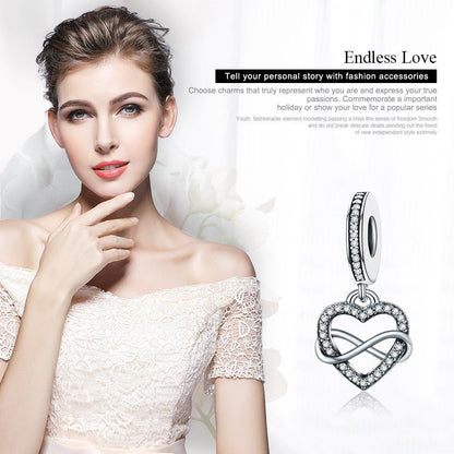 925 Sterling Silver Heart Diamond Pendant For Bracelet Or Necklace