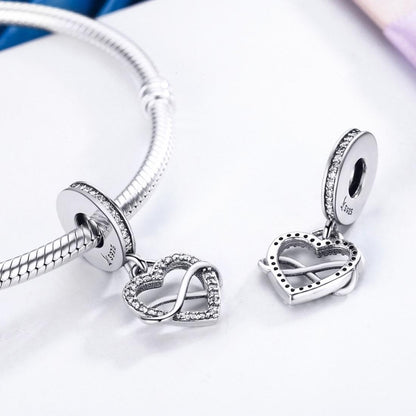925 Sterling Silver Heart Diamond Pendant For Bracelet Or Necklace