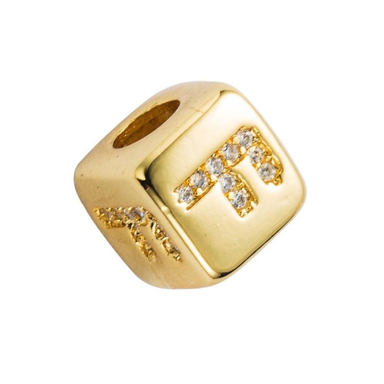 Brass Micro Inlaid Couple Red String Diy Bracelet English Letter Beads Style - F