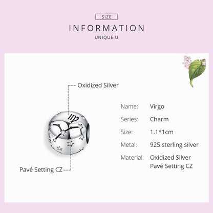 925 Sterling Silver Diy Zodiac Bracelet Beads Virgo Style - Virgo