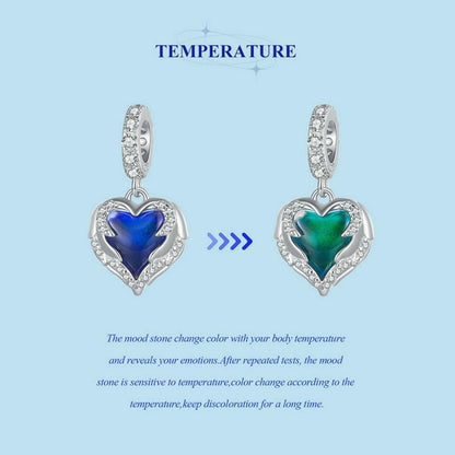 925 Sterling Silver Temperature Sensitive Heart Pendant For Jewelry