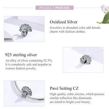 925 Sterling Silver Peacock Beaded Diy Bracelet