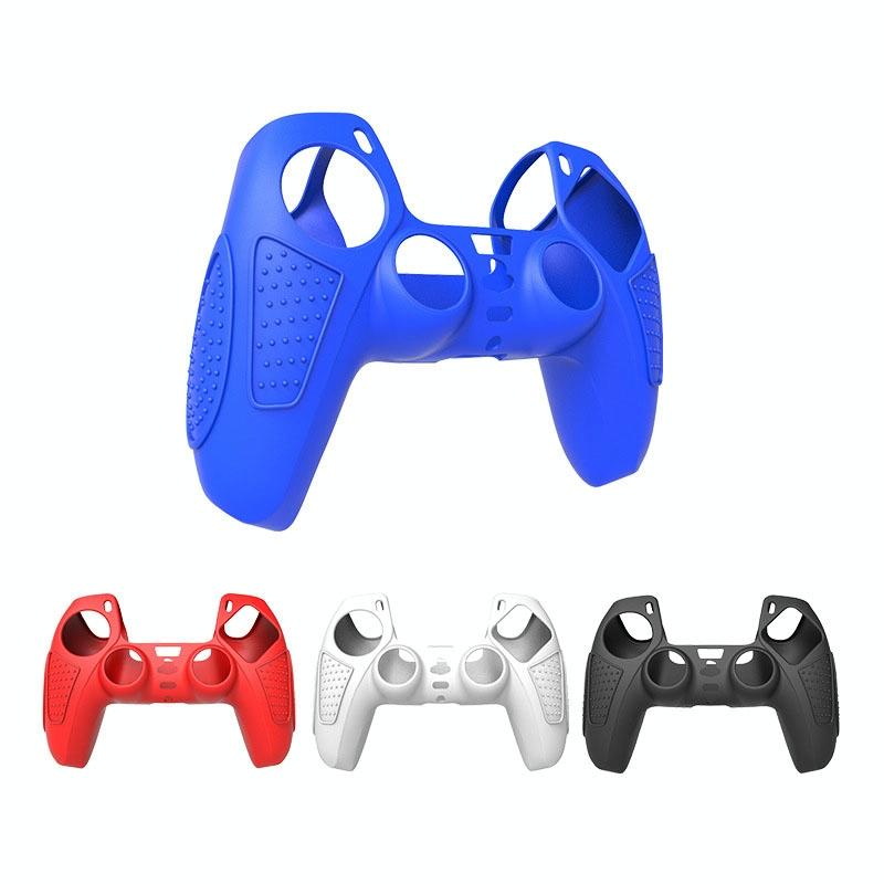 Black Silicone Protective Case for Ps5 Gamepad - Anti-skid Cover - Black + 2 Hats