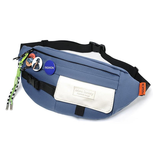 Chest Shoulder Messenger Bag Badge - Blue + Badge + Lanyard
