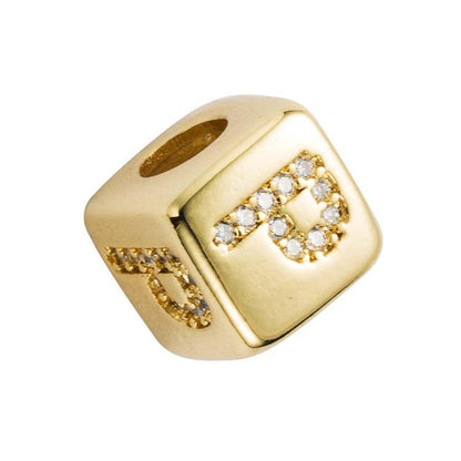 Brass Micro Inlaid Couple Red String Diy Bracelet English Letter Beads Style - P