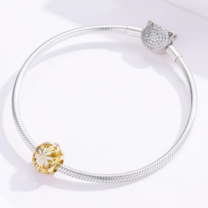925 Sterling Silver Golden Daisy Beaded Bracelet Charms