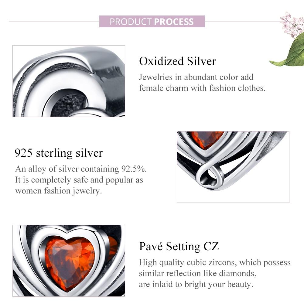 925 Sterling Silver Diy Heart Shaped Beads For Bracelets