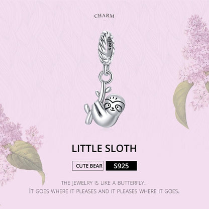 925 Sterling Silver Sloth Pendant For Diy Bracelets & Necklaces