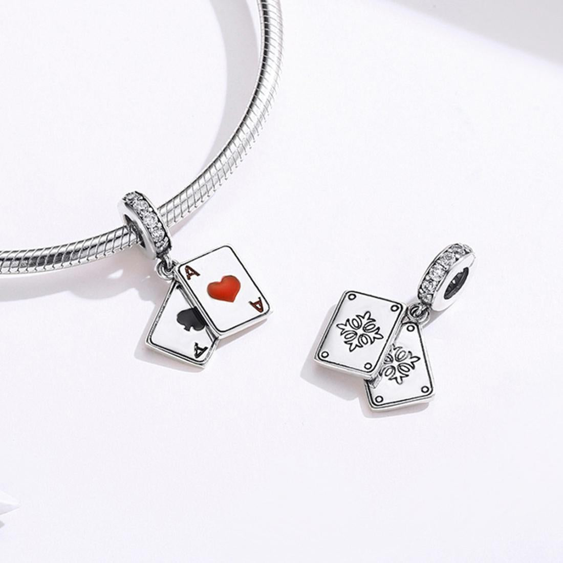 925 Sterling Silver Red Heart Pendant For Diy Bracelet Or Necklace