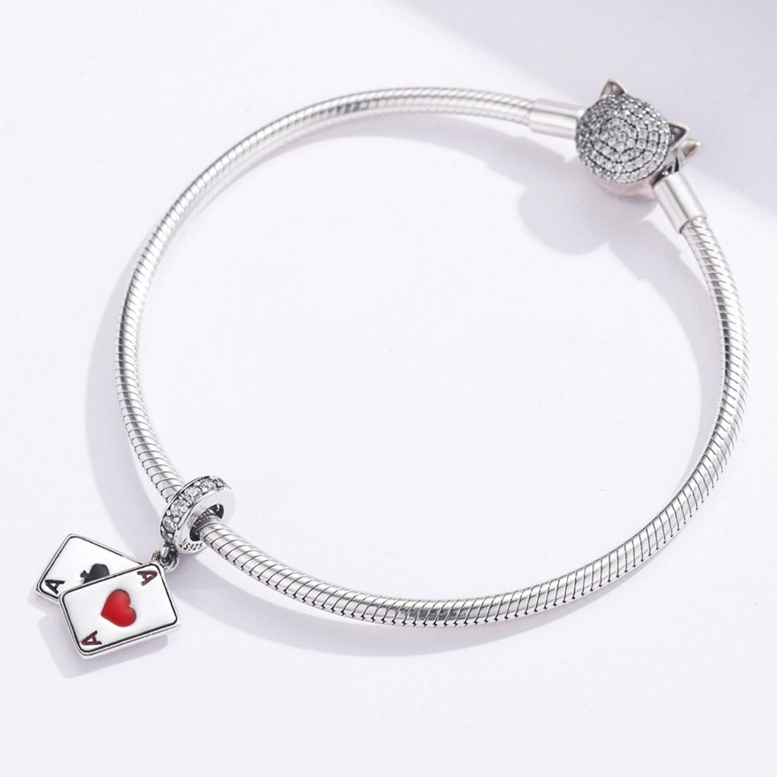 925 Sterling Silver Red Heart Pendant For Diy Bracelet Or Necklace