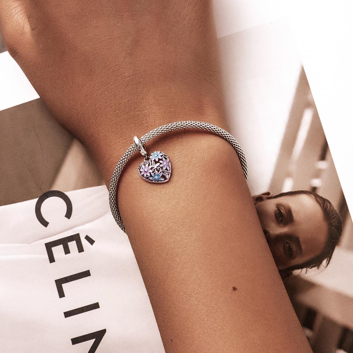 925 Sterling Silver Secret Garden Heart Pendant For Diy Bracelets & Necklaces