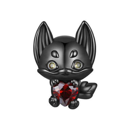 925 Sterling Silver Small Fox Bracelet With Black Gold Plating And Beads