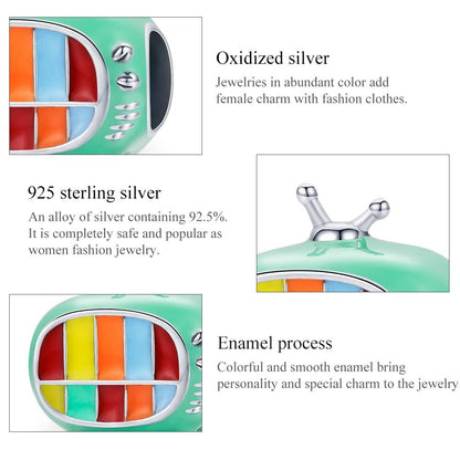 925 Sterling Silver Mini Color Tv Beads For Diy Bracelets & Necklaces