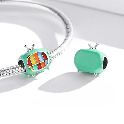 925 Sterling Silver Mini Color Tv Beads For Diy Bracelets & Necklaces