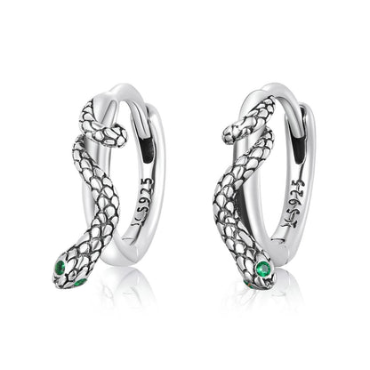 925 Sterling Silver Snake Ear Buckle Earrings For Women