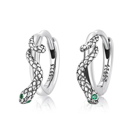 925 Sterling Silver Snake Ear Buckle Earrings For Women