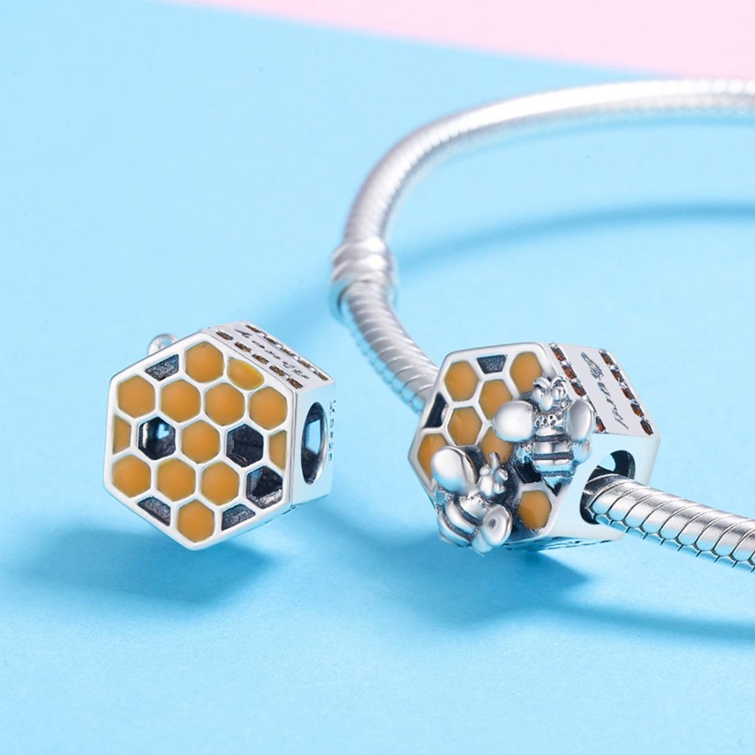 925 Sterling Silver Personalized Bee Hive Bracelet Charm
