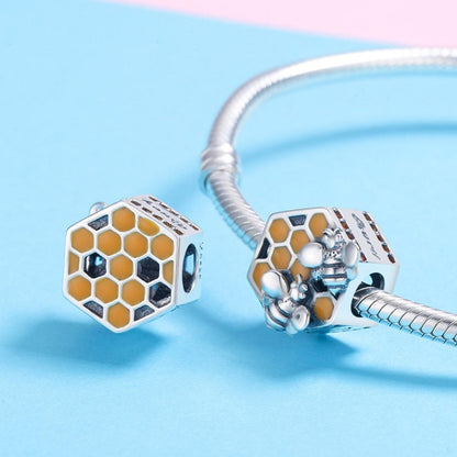 925 Sterling Silver Personalized Bee Hive Bracelet Charm