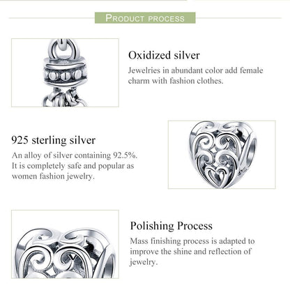 925 Sterling Silver Love Heart Beads