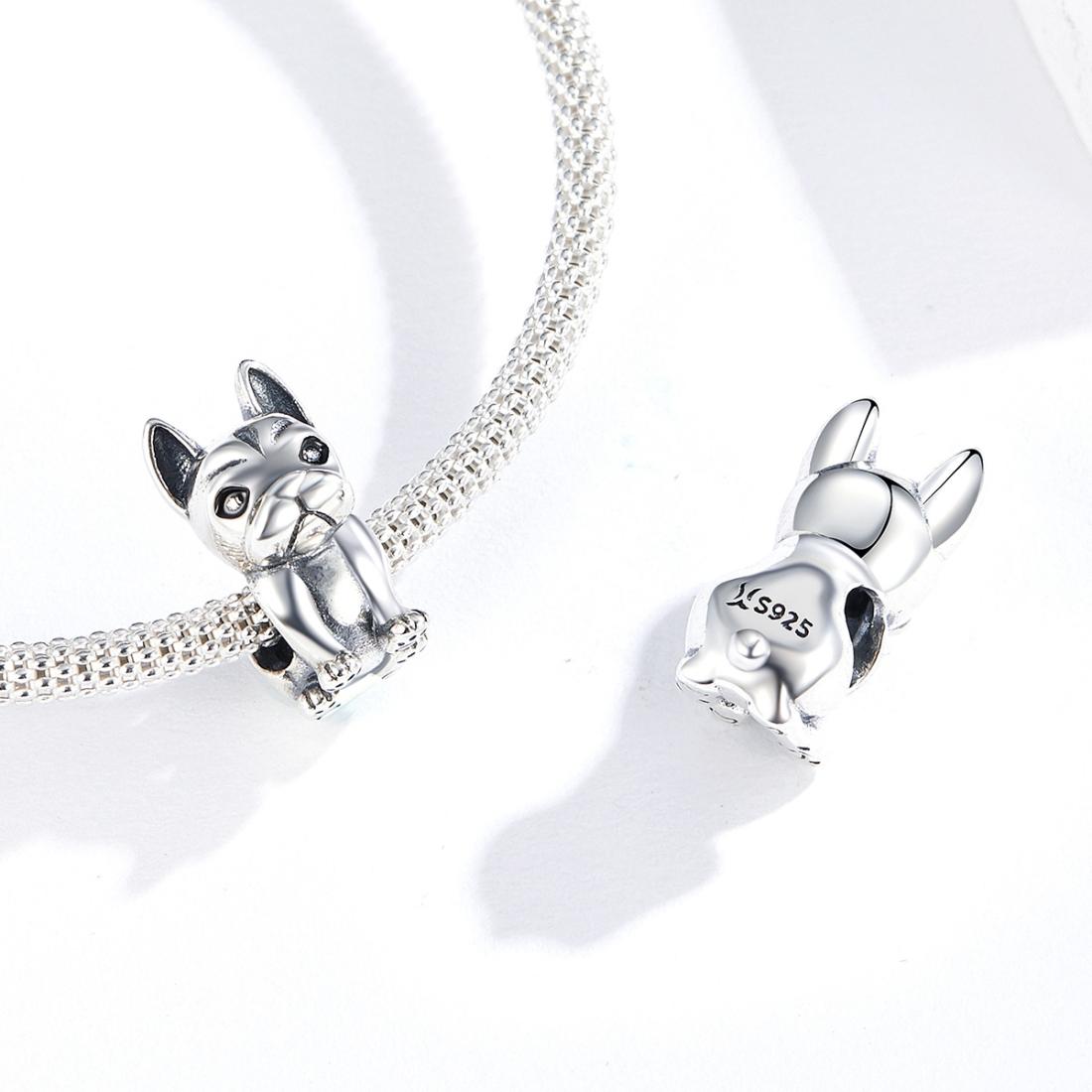 925 Sterling Silver French Bulldog Beaded Diy Bracelet