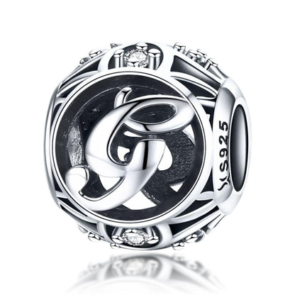 925 Sterling Silver 26 English Letter Beads For Diy Bracelets & Necklaces Style - G