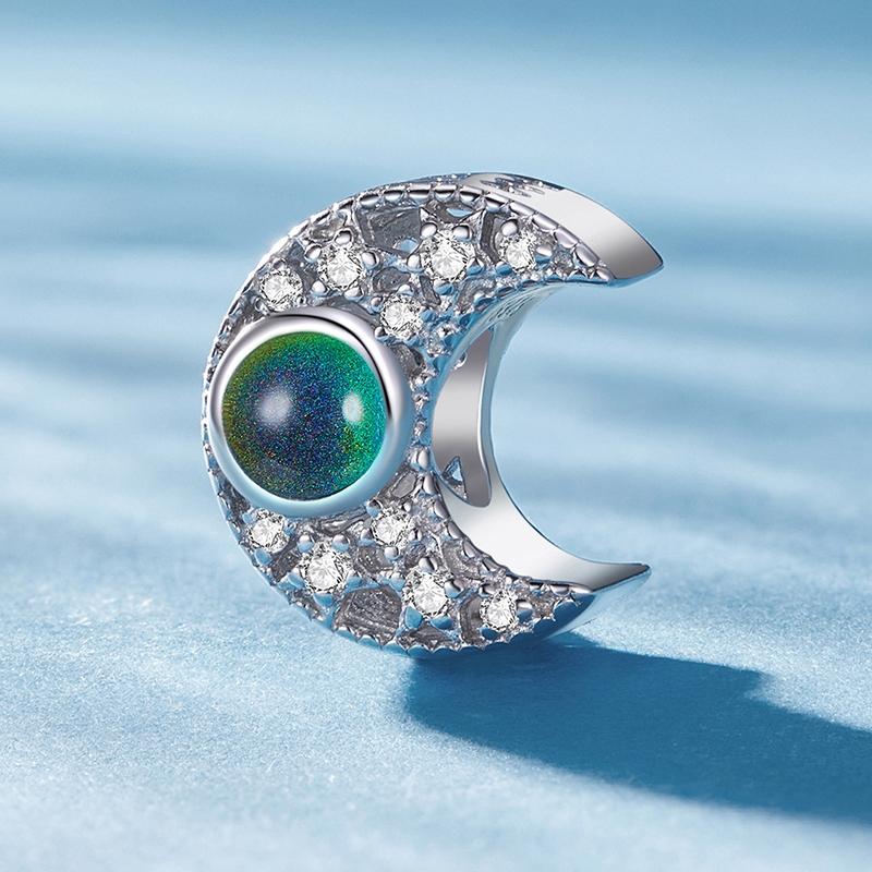 925 Sterling Silver Temperature Sensitive Moon Bead Bracelet