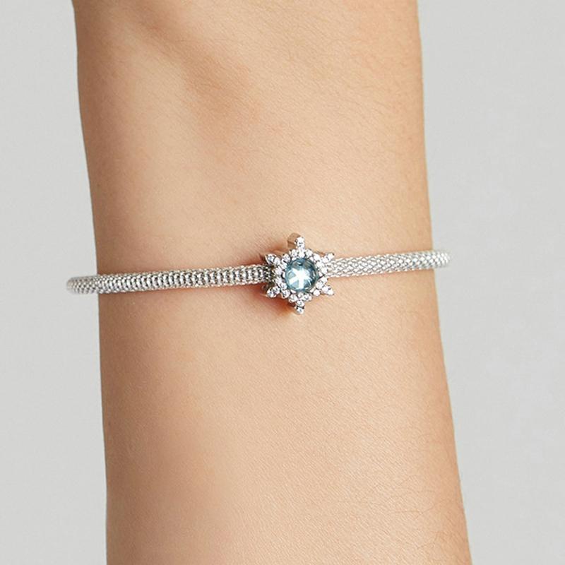 925 Sterling Silver Winter Snowflake Diy Bracelet Bead