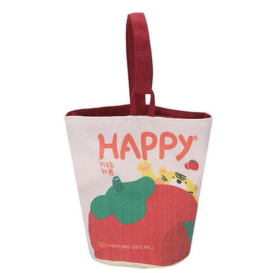 Cartoon Style Handbag - Cute Portable Outdoor - Persimmon