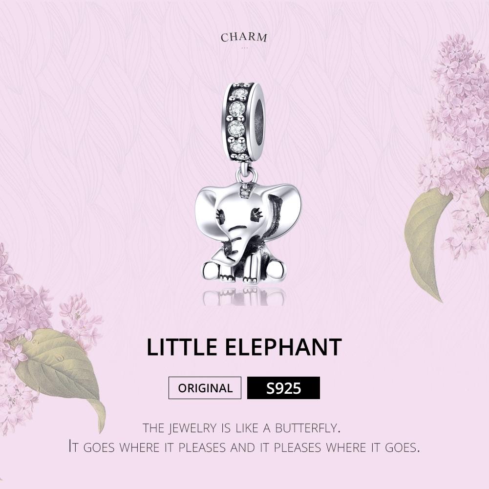 925 Sterling Silver Elephant Pendant For Diy Bracelets