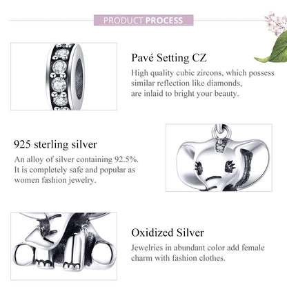 925 Sterling Silver Elephant Pendant For Diy Bracelets
