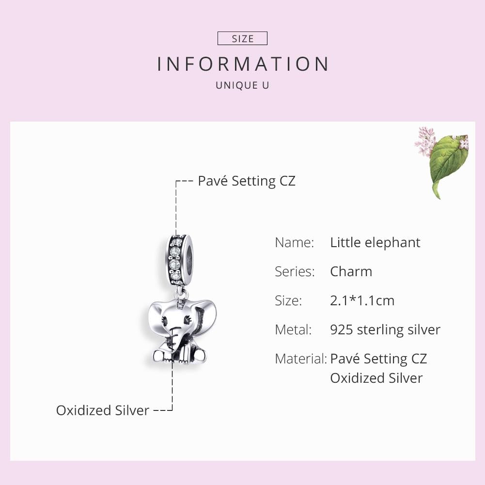 925 Sterling Silver Elephant Pendant For Diy Bracelets