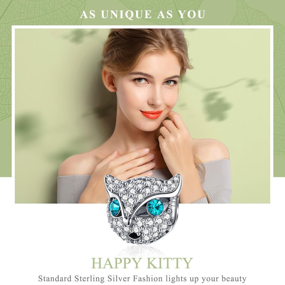 925 Sterling Silver Cat Beaded Bracelet With Diamond Star Beads