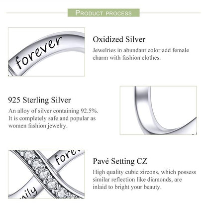 925 Sterling Silver Forever Family Infinity Bracelet