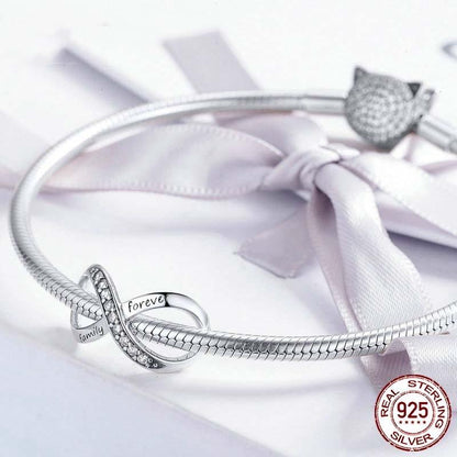 925 Sterling Silver Forever Family Infinity Bracelet