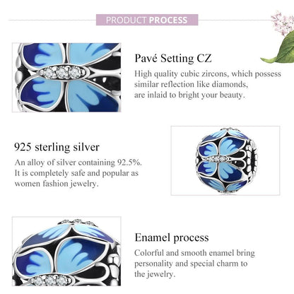 925 Sterling Silver Vintage Butterfly Beads For Diy Bracelets & Necklaces