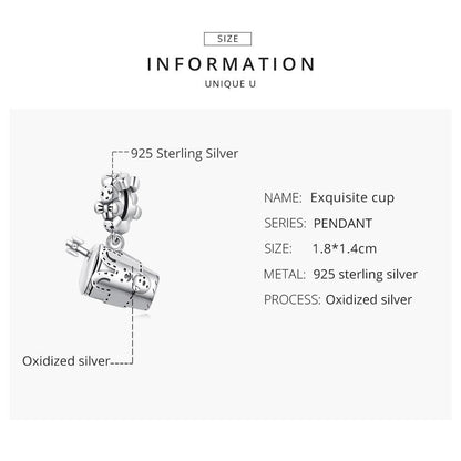 925 Sterling Silver Glass Pendant For Diy Bracelets & Necklaces