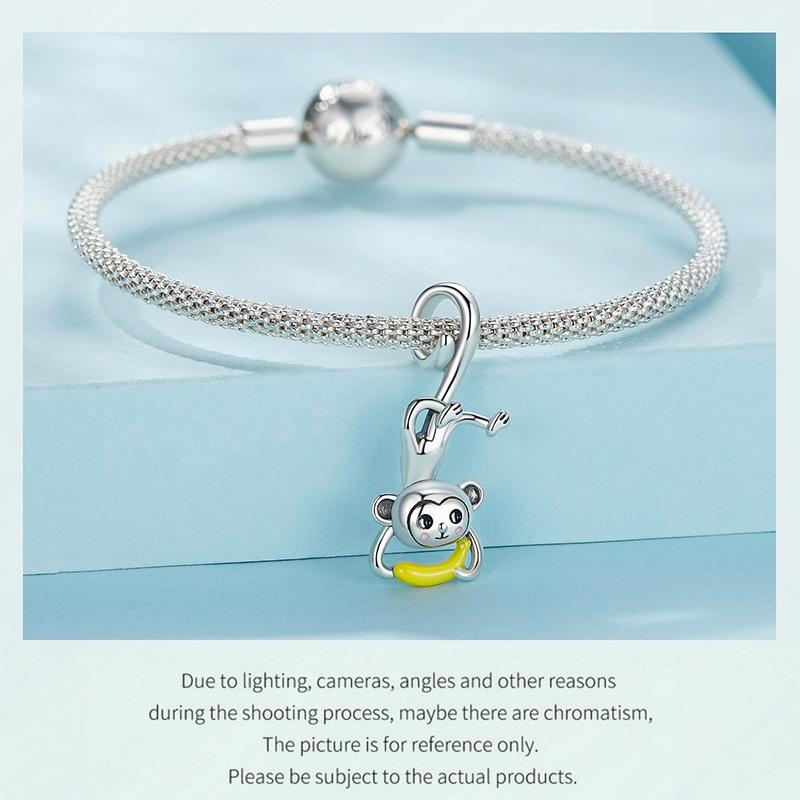 925 Sterling Silver Monkey Pendant For Diy Bracelets