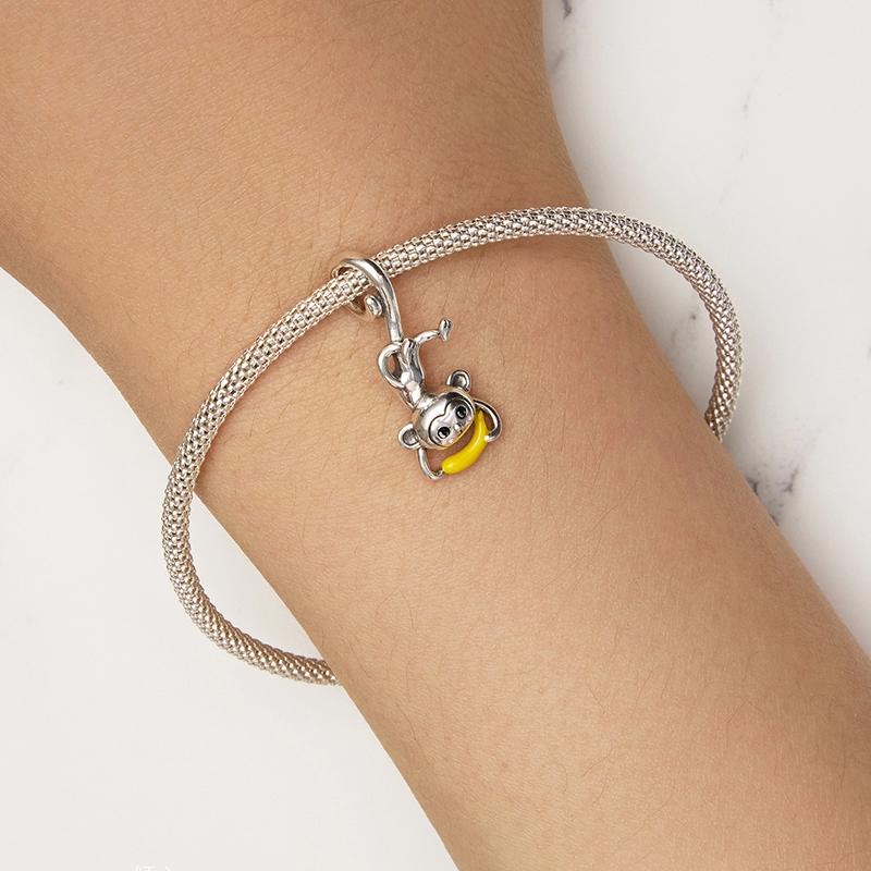 925 Sterling Silver Monkey Pendant For Diy Bracelets