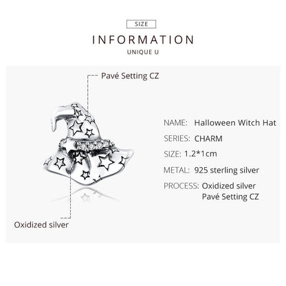 925 Sterling Silver Witch Hat Beads For Diy Bracelets & Necklaces