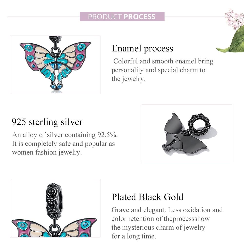 925 Sterling Silver Artistic Butterfly Pendant For Diy Bracelets & Necklaces