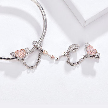 925 Sterling Silver Heart Safety Chain For Diy Bracelets