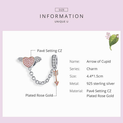 925 Sterling Silver Heart Safety Chain For Diy Bracelets