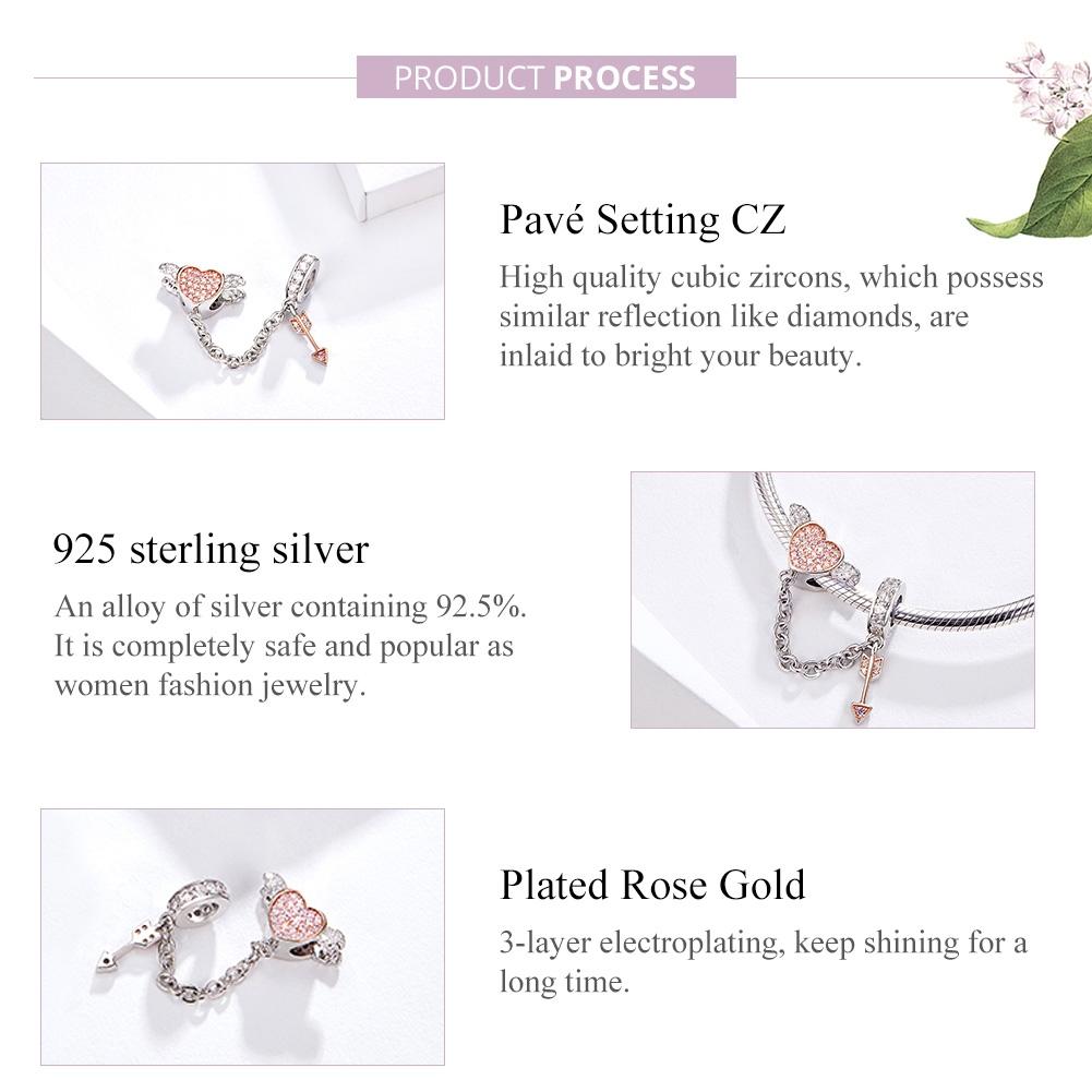 925 Sterling Silver Heart Safety Chain For Diy Bracelets