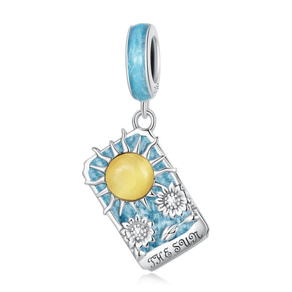 925 Sterling Silver Sun Tarot Pendant For Diy Bracelets & Necklaces