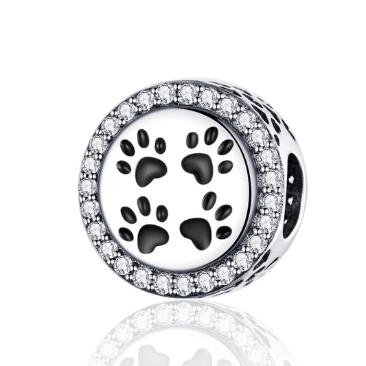 925 Sterling Silver Pet Paw Print Beads For Diy Bracelets & Necklaces